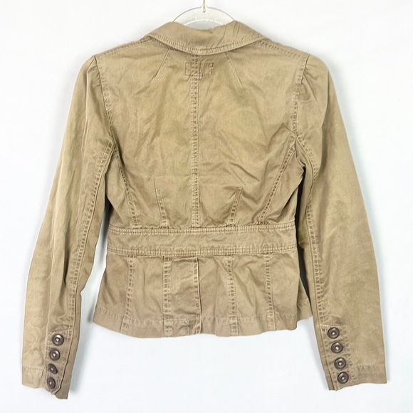 ZINC | 🤎 Light Brown Faded worn V-Nexk Blazer Style Lightweight Jacket Top - Picture 3 of 9